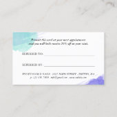 Lila Türkis-Mudge-Kalligraphie Empfehlungskarte (Rückseite)