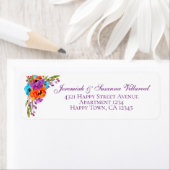 Lila Türkis Orange Floral Aquarelladresse (Insitu)