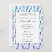 Lila Türkis Peacock Feathers Einladung (Vorderseite)