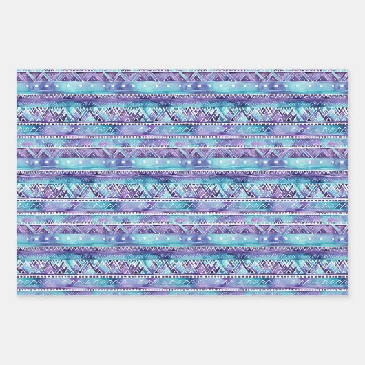 Lila Türkis Peacock Feathers Geschenkpapier Set (Vorderseite 3)