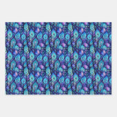 Lila Türkis Peacock Feathers Geschenkpapier Set (Vorderseite 2)
