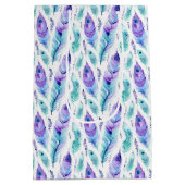 Lila Türkis Peacock Feathers Mittlere Geschenktüte (Rückseite)