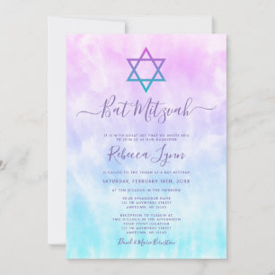 Lila Türkis Tie Dye Bat Mitzvah Einladung