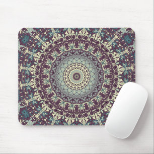 Lila Türkis und Creme Mandala-Muster Mousepad