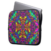 Lila Türkis und gelbes Mandala-Muster Laptopschutzhülle (Vorderseite Links)