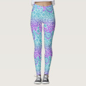 Lila türkis-weißes Paisley-Muster Nr. 2 Leggings (Vorderseite)