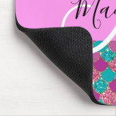 Lila Türkisblume Glitzer Glitzern Monogram Mousepad (Ecke)