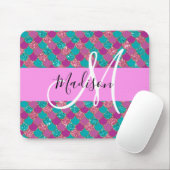 Lila Türkisblume Glitzer Glitzern Monogram Mousepad (Mit Mouse)