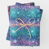 Lila Türkise Mermaid Sparkle Girly Glitz Geschenkpapier Set (Beispiel)
