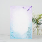 Lila, türkisfarbene Libellen-Stationery (Stehend Vorderseite)