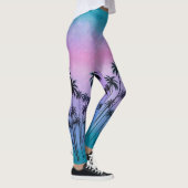 Lila-türkisfarbene Palmen Leggings (Rechts)