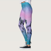 Lila-türkisfarbene Palmen Leggings (Links)