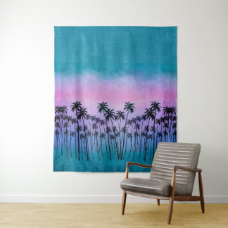 Lila-türkisfarbene PalmTrees Wandteppich