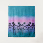 Lila-türkisfarbene PalmTrees Wandteppich (Vorderseite)