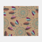 Lila türkisfarbene Ureinwohner Fleecedecke (Vorderseite (Horizontal))