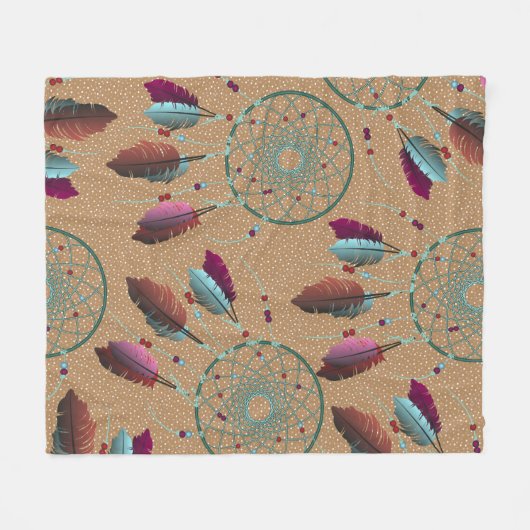 Lila türkisfarbene Ureinwohner Fleecedecke (Vorderseite (Horizontal))