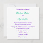 Lila türkisfarbene Vintage Rahmen Hochzeitsempfehl Einladung (Rückseite)