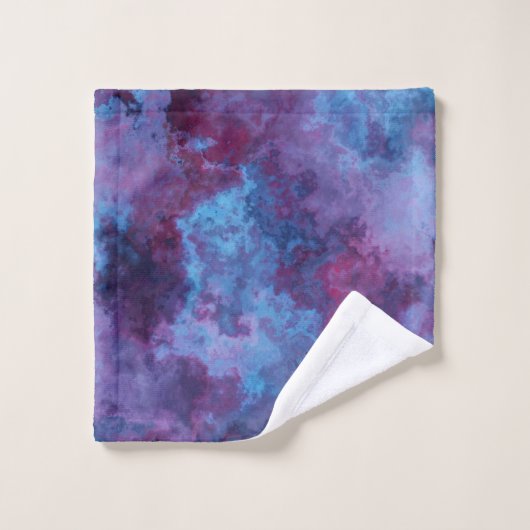 lila-türkisfarbener Marmor abstrakt Badhandtuch Set (Waschlappen)