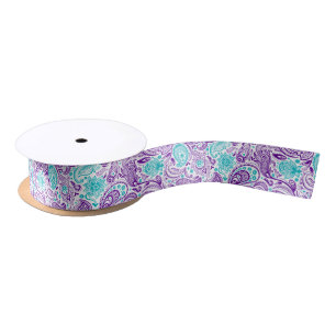 Lila türkisfarbener und Vintager Paisley Satinband