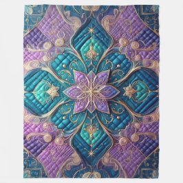 Lila türkisfarbenes blaues Abstract Design Fleecedecke