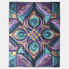 Lila türkisfarbenes blaues Abstract Design Fleecedecke