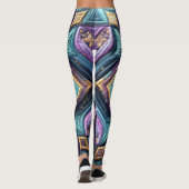 Lila türkisfarbenes blaues Abstract Design Leggings (Rückseite)
