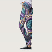 Lila türkisfarbenes blaues Abstract Design Leggings (Links)