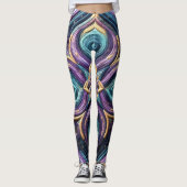 Lila türkisfarbenes blaues Abstract Design Leggings (Vorderseite)