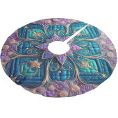 Lila türkisfarbenes blaues Abstract Design Polyester Weihnachtsbaumdecke (Schrägansicht)