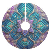 Lila türkisfarbenes blaues Abstract Design Polyester Weihnachtsbaumdecke (Vorderseite)