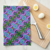 Lila türkisfarbenes, grünes Abstraktdesign Geschirrtuch (Viertel Falte)