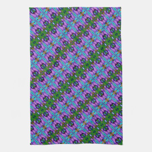 Lila türkisfarbenes, grünes Abstraktdesign Geschirrtuch (Vertikal)