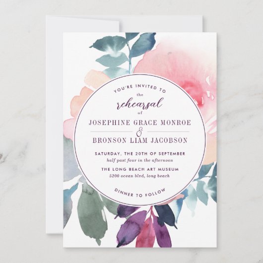 Lila türkisfarbenes Hochzeitsessen Probe (Vorderseite)