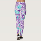 Lila türkisfarbenes und weißes Paisley-Muster Leggings (Rückseite)