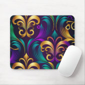 LILA TURQUOISE GOLD FLEUR DI LIS MARDI GRAS MOUSEPAD (Mit Mouse)