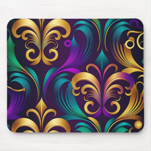 LILA TURQUOISE GOLD FLEUR DI LIS MARDI GRAS MOUSEPAD (Vorne)