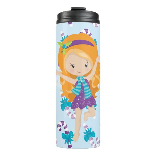 LILA- & TURQUOISE WINTERFAIRE & CANDYCANES THERMOSBECHER (Vorderseite)