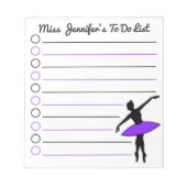 Lila Tutu Ballerina Ballett Tanzlehrer Geschenk Notizblock (Vorderseite)