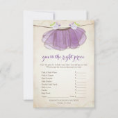 Lila Tutu raten das richtige Preisspiel Einladung (Vorderseite)