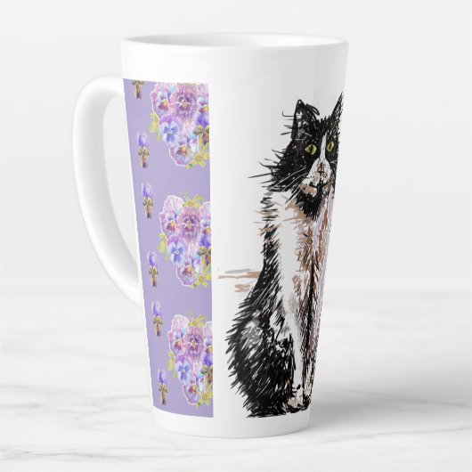 Lila Tuxedo Katzen  Tasse (Linke Ecke)