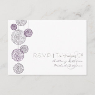 Lila Twine Globes Wedding R.S.V.P. RSVP Karte