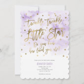 Lila, Twinkle Stars , Wasserfarbe, Baby Girl Einladung (Vorderseite)