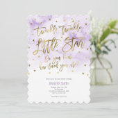 Lila, Twinkle Stars , Wasserfarbe, Baby Girl Einladung (Stehend Vorderseite)