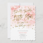 Lila, Twinkle Stars , Wasserfarbe, Baby Girl Einladung (Vorderseite)