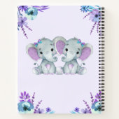Lila Twins Elephant Memory Book Baby Dusche Aquama Notizblock (Rückseite)