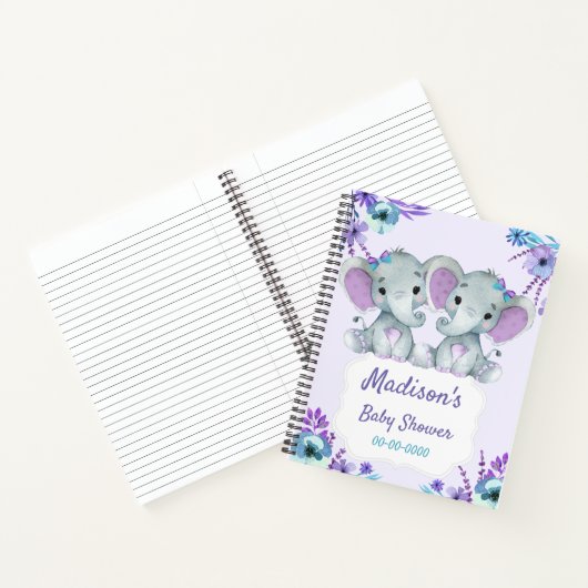 Lila Twins Elephant Memory Book Baby Dusche Aquama Notizblock (Innenseite)