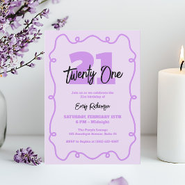 Lila Typografie Einfaches Chic 21. Geburtstag Part Einladung