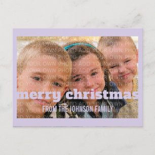 Lila Typografie Frohe Weihnachts-Foto Postkarte
