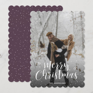 Lila Typografie Schnee Foto Frohe Weihnachten