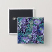 Lila u. aquamarine Dschungel-Blumen Button (Vorne & Hinten)
